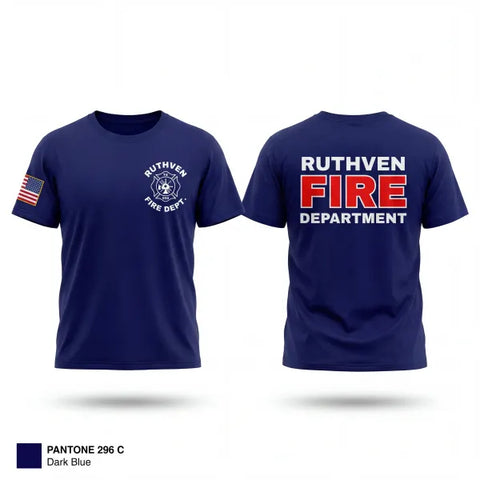 Old School Cotton Feel Shirt, Ruthven Fire Department, Fire Department, Teamtime, Team time, sublimation, custom sports apparel, team uniforms, spirit wear, spiritwear, sports uniforms, custom shirts, team store, custom team store, fundraiser sports, apparel fundraiser