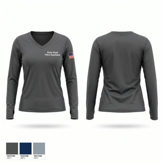Womens Long Sleeve Vneck Shirt, Rocky Mount Police Department, Police, Teamtime, Team time, sublimation, custom sports apparel, team uniforms, spirit wear, spiritwear, sports uniforms, custom shirts, team store, custom team store, fundraiser sports, apparel fundraiser