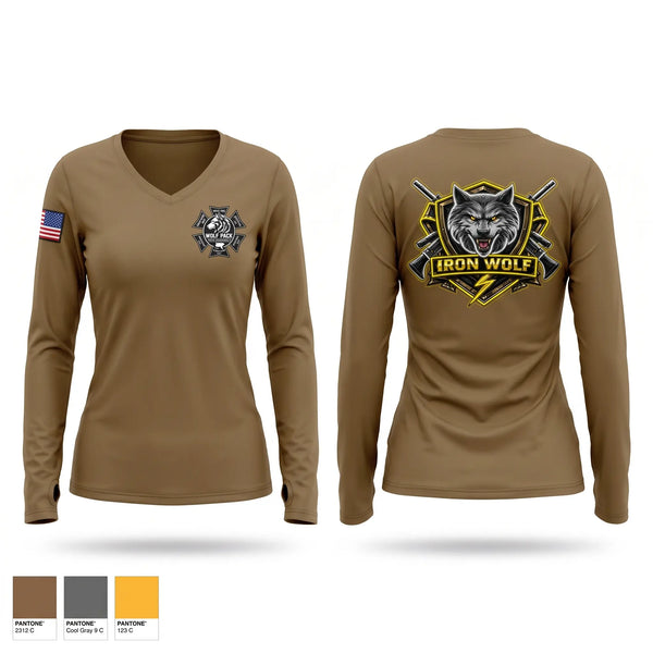 Womens Long Sleeve Vneck Shirt, Veterinary readiness activity, Army, Teamtime, Team time, sublimation, custom sports apparel, team uniforms, spirit wear, spiritwear, sports uniforms, custom shirts, team store, custom team store, fundraiser sports, apparel fundraiser