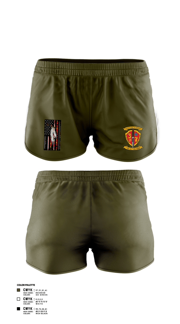 Women's Shorts, 3/7 India Co. Wpns Plt, Marines, Teamtime, Team time, sublimation, custom sports apparel, team uniforms, spirit wear, spiritwear, sports uniforms, custom shirts, team store, custom team store, fundraiser sports, apparel fundraiser
