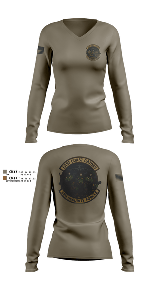 Womens Long Sleeve Vneck Shirt, 628 Security Forces, Air Force, Teamtime, Team time, sublimation, custom sports apparel, team uniforms, spirit wear, spiritwear, sports uniforms, custom shirts, team store, custom team store, fundraiser sports, apparel fundraiser
