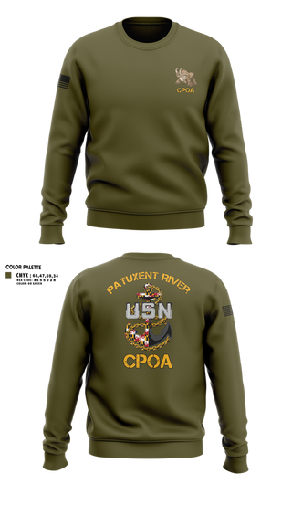 Crew Neck Sweatshirt, Patuxent River CPOA, Navy, Teamtime, Team time, sublimation, custom sports apparel, team uniforms, spirit wear, spiritwear, sports uniforms, custom shirts, team store, custom team store, fundraiser sports, apparel fundraiser