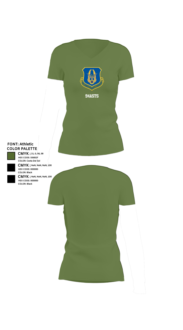 Womens Short Sleeve Vneck Shirt, 94ASTS, Air Force, Teamtime, Team time, sublimation, custom sports apparel, team uniforms, spirit wear, spiritwear, sports uniforms, custom shirts, team store, custom team store, fundraiser sports, apparel fundraiser