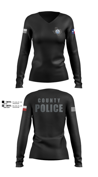 Womens Long Sleeve Vneck Shirt, Nueces County Constable PCT4, , Teamtime, Team time, sublimation, custom sports apparel, team uniforms, spirit wear, spiritwear, sports uniforms, custom shirts, team store, custom team store, fundraiser sports, apparel fundraiser