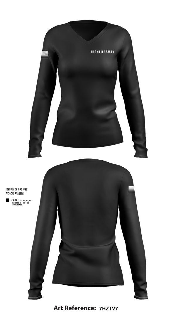 Womens Long Sleeve Vneck Shirt, Frontiersman, , Teamtime, Team time, sublimation, custom sports apparel, team uniforms, spirit wear, spiritwear, sports uniforms, custom shirts, team store, custom team store, fundraiser sports, apparel fundraiser