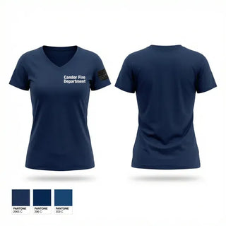 Womens Short Sleeve Vneck Shirt, Candor Fire Department, Fire Department, Teamtime, Team time, sublimation, custom sports apparel, team uniforms, spirit wear, spiritwear, sports uniforms, custom shirts, team store, custom team store, fundraiser sports, apparel fundraiser