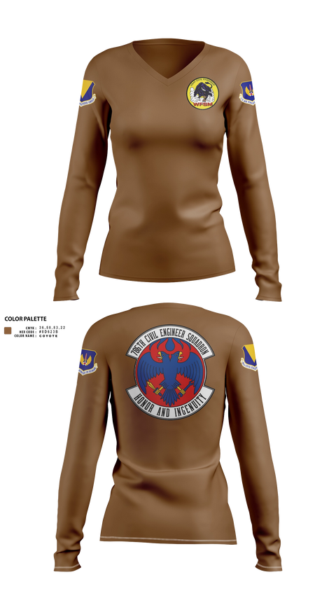 Womens Long Sleeve Vneck Shirt, 786th CES, Air Force, Teamtime, Team time, sublimation, custom sports apparel, team uniforms, spirit wear, spiritwear, sports uniforms, custom shirts, team store, custom team store, fundraiser sports, apparel fundraiser