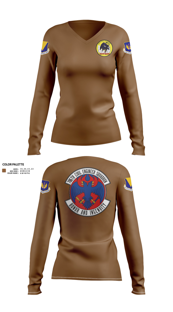 Womens Long Sleeve Vneck Shirt, 786th CES, Air Force, Teamtime, Team time, sublimation, custom sports apparel, team uniforms, spirit wear, spiritwear, sports uniforms, custom shirts, team store, custom team store, fundraiser sports, apparel fundraiser