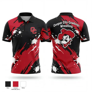 Short Sleeve Performance Polo, Cooper City Cowboys, Wrestling, Teamtime, Team time, sublimation, custom sports apparel, team uniforms, spirit wear, spiritwear, sports uniforms, custom shirts, team store, custom team store, fundraiser sports, apparel fundraiser