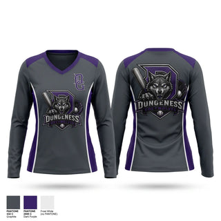 Womens Long Sleeve Vneck Shirt, Dungeness Greywolves, Baseball, Teamtime, Team time, sublimation, custom sports apparel, team uniforms, spirit wear, spiritwear, sports uniforms, custom shirts, team store, custom team store, fundraiser sports, apparel fundraiser