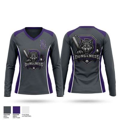 Dungeness Greywolves Women's Long Sleeve V-neck Shirt - 1