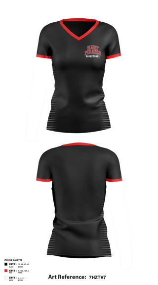 Womens Short Sleeve Vneck Shirt, Hart Pirates, Women's Basketball, Teamtime, Team time, sublimation, custom sports apparel, team uniforms, spirit wear, spiritwear, sports uniforms, custom shirts, team store, custom team store, fundraiser sports, apparel fundraiser