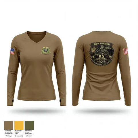 Womens Long Sleeve Vneck Shirt, 962nd QM CO A5, Army, Teamtime, Team time, sublimation, custom sports apparel, team uniforms, spirit wear, spiritwear, sports uniforms, custom shirts, team store, custom team store, fundraiser sports, apparel fundraiser