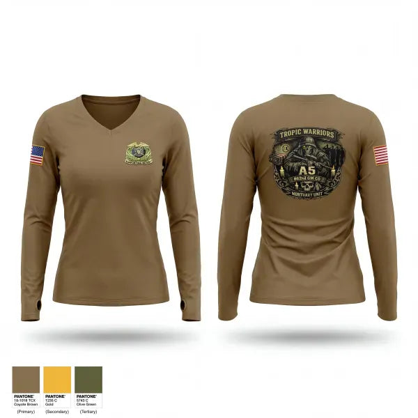 Womens Long Sleeve Vneck Shirt, 962nd QM CO A5, Army, Teamtime, Team time, sublimation, custom sports apparel, team uniforms, spirit wear, spiritwear, sports uniforms, custom shirts, team store, custom team store, fundraiser sports, apparel fundraiser
