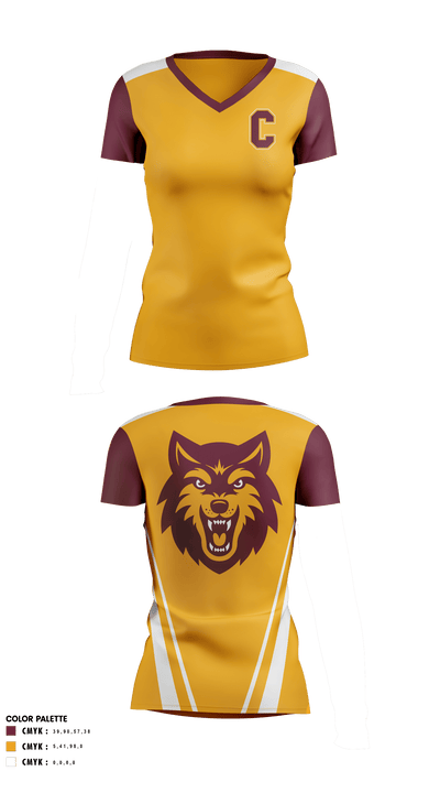 Colonie Central High School Volleyball 71332404 Women's Short Sleeve V-neck Shirt - 40