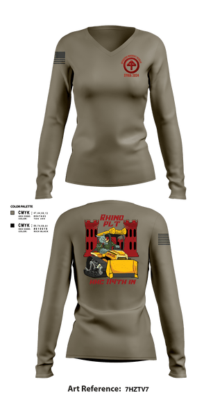 Women's Long Sleeve Vneck Shirt, HHC 1-114 Infantry Brigade, , Teamtime, Team time, sublimation, custom sports apparel, team uniforms, spirit wear, spiritwear, sports uniforms, custom shirts, team store, custom team store, fundraiser sports, apparel fundraiser
