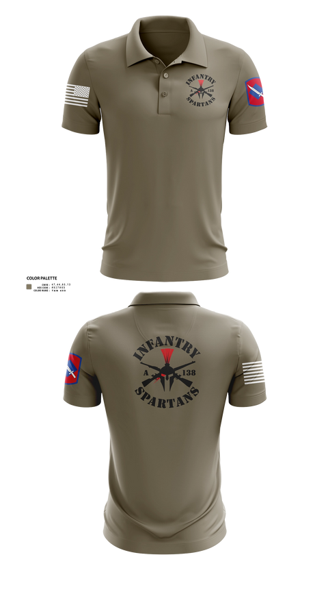 Short Sleeve Performance Polo, Alpha Company 1-138th Infantry Regiment, , Teamtime, Team time, sublimation, custom sports apparel, team uniforms, spirit wear, spiritwear, sports uniforms, custom shirts, team store, custom team store, fundraiser sports, apparel fundraiser