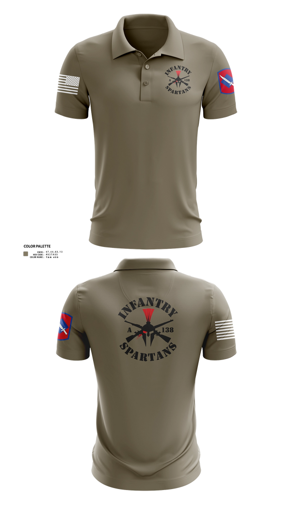 Short Sleeve Performance Polo, Alpha Company 1-138th Infantry Regiment, , Teamtime, Team time, sublimation, custom sports apparel, team uniforms, spirit wear, spiritwear, sports uniforms, custom shirts, team store, custom team store, fundraiser sports, apparel fundraiser