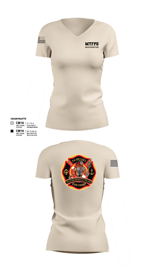 Women's Short Sleeve Vneck Shirt, MTFPD Water Rescue Teams, Fire Department, Teamtime, Team time, sublimation, custom sports apparel, team uniforms, spirit wear, spiritwear, sports uniforms, custom shirts, team store, custom team store, fundraiser sports, apparel fundraiser