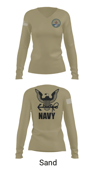 Women's Long Sleeve Vneck Shirt, Cvn 77 IM-5, Navy, Teamtime, Team time, sublimation, custom sports apparel, team uniforms, spirit wear, spiritwear, sports uniforms, custom shirts, team store, custom team store, fundraiser sports, apparel fundraiser
