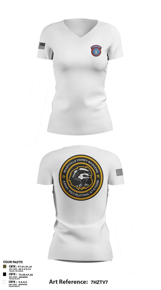 Women's Short Sleeve Vneck Shirt, Maryville Honeybadger, Army, Teamtime, Team time, sublimation, custom sports apparel, team uniforms, spirit wear, spiritwear, sports uniforms, custom shirts, team store, custom team store, fundraiser sports, apparel fundraiser