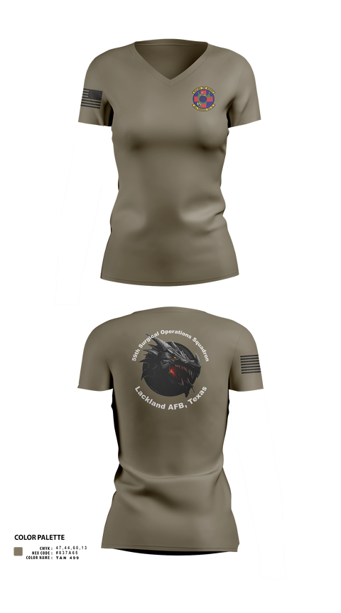 Women's Short Sleeve Vneck Shirt, 59th Surgical Operations Squadron, Air Force, Teamtime, Team time, sublimation, custom sports apparel, team uniforms, spirit wear, spiritwear, sports uniforms, custom shirts, team store, custom team store, fundraiser sports, apparel fundraiser