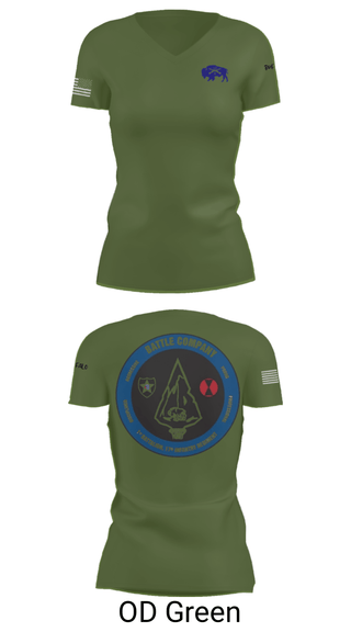 Women's Short Sleeve Vneck Shirt, Battle company 1-17IN, Army, Teamtime, Team time, sublimation, custom sports apparel, team uniforms, spirit wear, spiritwear, sports uniforms, custom shirts, team store, custom team store, fundraiser sports, apparel fundraiser