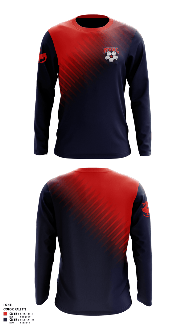 Long Sleeve Performance Shirt, Niles Recreational League NYSL, Men's Soccer, Teamtime, Team time, sublimation, custom sports apparel, team uniforms, spirit wear, spiritwear, sports uniforms, custom shirts, team store, custom team store, fundraiser sports, apparel fundraiser