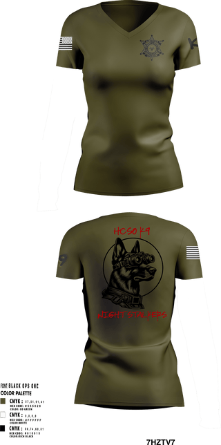 Women's Short Sleeve Vneck Shirt, Hancock County Sheriffs Office K9 Unit, , Teamtime, Team time, sublimation, custom sports apparel, team uniforms, spirit wear, spiritwear, sports uniforms, custom shirts, team store, custom team store, fundraiser sports, apparel fundraiser