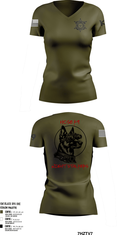 Hancock County Sheriffs Office K9 Unit 22112192 Women's Short Sleeve V-neck Shirt - 1