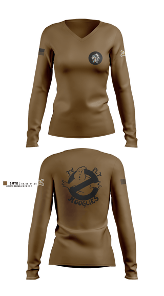 Women's Long Sleeve Vneck Shirt, 3rd PLT, Alpha Company, 2nd Cavalry 5th regiment, Army, Teamtime, Team time, sublimation, custom sports apparel, team uniforms, spirit wear, spiritwear, sports uniforms, custom shirts, team store, custom team store, fundraiser sports, apparel fundraiser