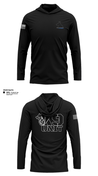 Long Sleeve Hooded Sun Shirt, K-9 Unit, Police, Teamtime, Team time, sublimation, custom sports apparel, team uniforms, spirit wear, spiritwear, sports uniforms, custom shirts, team store, custom team store, fundraiser sports, apparel fundraiser
