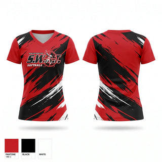 Womens Short Sleeve Vneck Shirt, S.W.A.T., Softball, Teamtime, Team time, sublimation, custom sports apparel, team uniforms, spirit wear, spiritwear, sports uniforms, custom shirts, team store, custom team store, fundraiser sports, apparel fundraiser