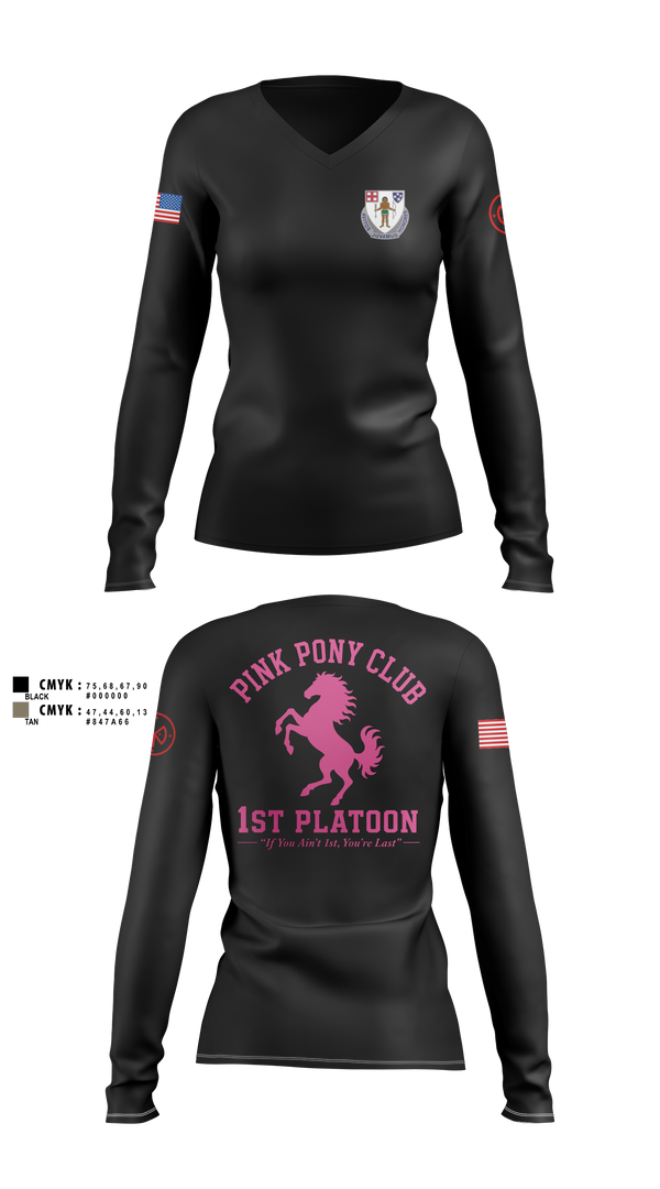 Womens Long Sleeve Vneck Shirt, 1/182 1st Platoon, National Guard, Teamtime, Team time, sublimation, custom sports apparel, team uniforms, spirit wear, spiritwear, sports uniforms, custom shirts, team store, custom team store, fundraiser sports, apparel fundraiser