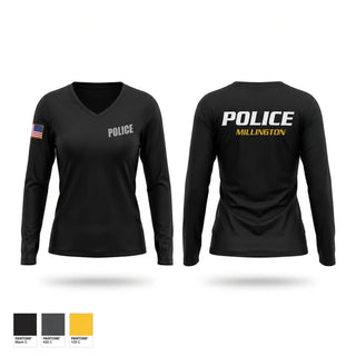 Womens Long Sleeve Vneck Shirt, Millington Police Department, Police, Teamtime, Team time, sublimation, custom sports apparel, team uniforms, spirit wear, spiritwear, sports uniforms, custom shirts, team store, custom team store, fundraiser sports, apparel fundraiser