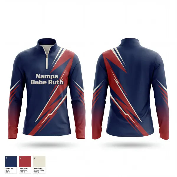 Quarter Zip Jacket, Nampa Babe Ruth, Baseball, Teamtime, Team time, sublimation, custom sports apparel, team uniforms, spirit wear, spiritwear, sports uniforms, custom shirts, team store, custom team store, fundraiser sports, apparel fundraiser