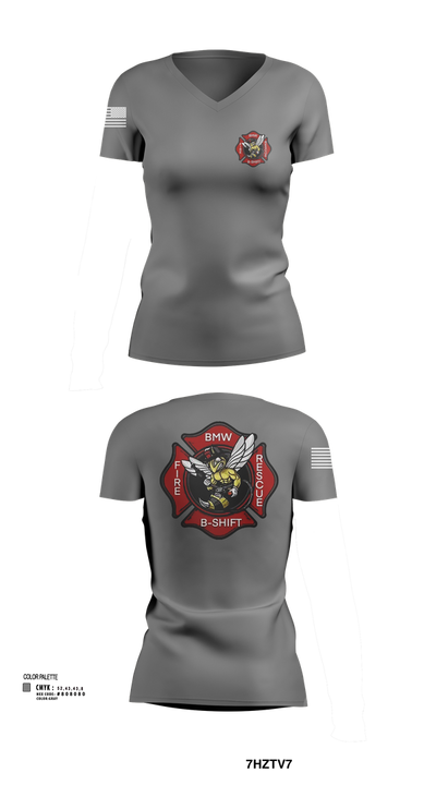 B-Shift 61265399 Women's Short Sleeve V-neck Shirt - 102
