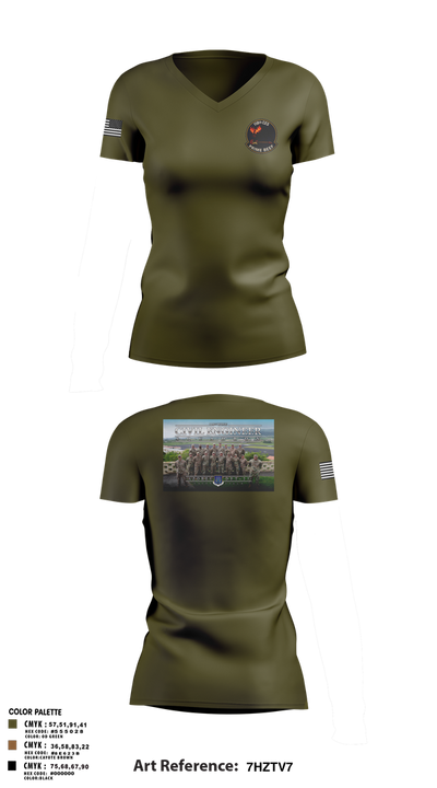 118th CES Women's Short Sleeve V-neck Shirt - 1