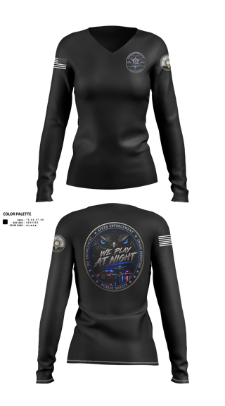 Womens Long Sleeve Vneck Shirt, Traffic Division, Police, Teamtime, Team time, sublimation, custom sports apparel, team uniforms, spirit wear, spiritwear, sports uniforms, custom shirts, team store, custom team store, fundraiser sports, apparel fundraiser