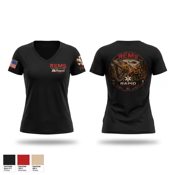 Womens Short Sleeve Vneck Shirt, Rapid Emergency Management, EMS/EMT, Teamtime, Team time, sublimation, custom sports apparel, team uniforms, spirit wear, spiritwear, sports uniforms, custom shirts, team store, custom team store, fundraiser sports, apparel fundraiser
