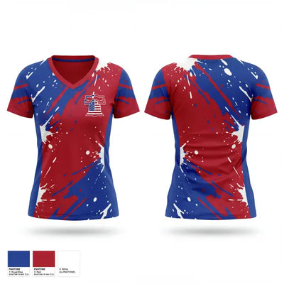 Liberty Bell Baseball 41694932 Women's Short Sleeve V-neck Shirt - 1