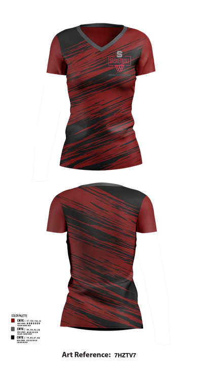 Springfield Spartans 94696400 Women's Short Sleeve V-neck Shirt - 41
