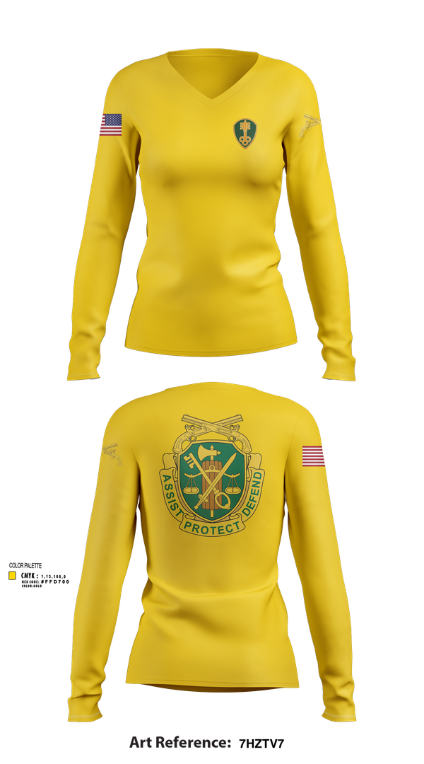 Womens Long Sleeve Vneck Shirt, 785th Military Police Battalion, , Teamtime, Team time, sublimation, custom sports apparel, team uniforms, spirit wear, spiritwear, sports uniforms, custom shirts, team store, custom team store, fundraiser sports, apparel fundraiser