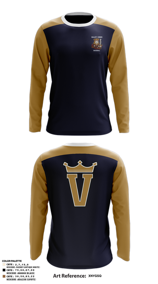 Long Sleeve Performance Shirt, Valley Kings, Baseball, Teamtime, Team time, sublimation, custom sports apparel, team uniforms, spirit wear, spiritwear, sports uniforms, custom shirts, team store, custom team store, fundraiser sports, apparel fundraiser