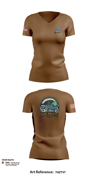 Womens Short Sleeve Vneck Shirt, NIOC Pacific FCPOA, Navy, Teamtime, Team time, sublimation, custom sports apparel, team uniforms, spirit wear, spiritwear, sports uniforms, custom shirts, team store, custom team store, fundraiser sports, apparel fundraiser