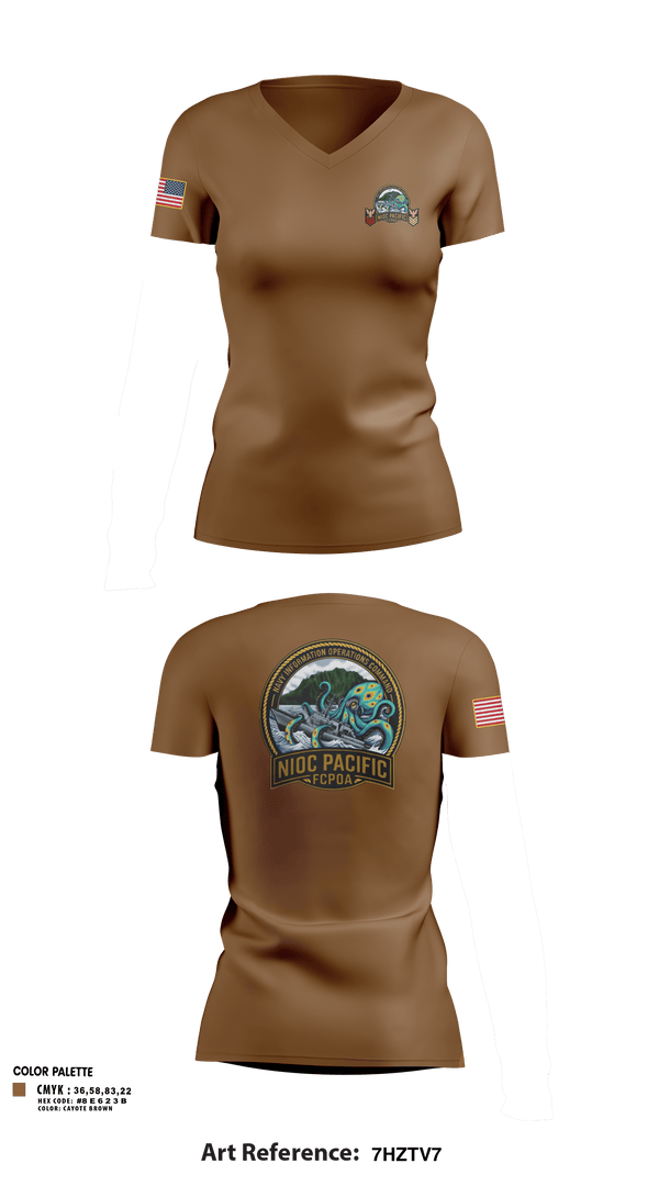 Womens Short Sleeve Vneck Shirt, NIOC Pacific FCPOA, Navy, Teamtime, Team time, sublimation, custom sports apparel, team uniforms, spirit wear, spiritwear, sports uniforms, custom shirts, team store, custom team store, fundraiser sports, apparel fundraiser