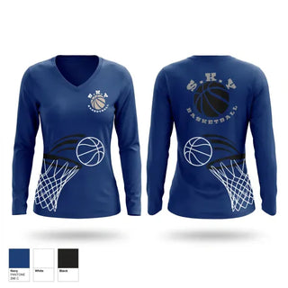 Womens Long Sleeve Vneck Shirt, S.K.Y. Basketball, Men's Basketball, Teamtime, Team time, sublimation, custom sports apparel, team uniforms, spirit wear, spiritwear, sports uniforms, custom shirts, team store, custom team store, fundraiser sports, apparel fundraiser