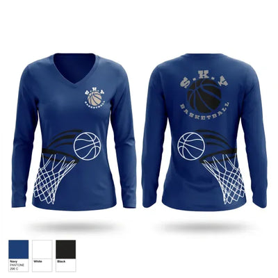 S.K.Y. Basketball 9477324 Women's Long Sleeve V-neck Shirt - 1