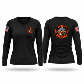 Womens Long Sleeve Vneck Shirt, 261st War pigeons, Army, Teamtime, Team time, sublimation, custom sports apparel, team uniforms, spirit wear, spiritwear, sports uniforms, custom shirts, team store, custom team store, fundraiser sports, apparel fundraiser
