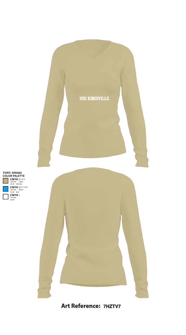 Womens Long Sleeve Vneck Shirt, USS KINGSVILLE, , Teamtime, Team time, sublimation, custom sports apparel, team uniforms, spirit wear, spiritwear, sports uniforms, custom shirts, team store, custom team store, fundraiser sports, apparel fundraiser